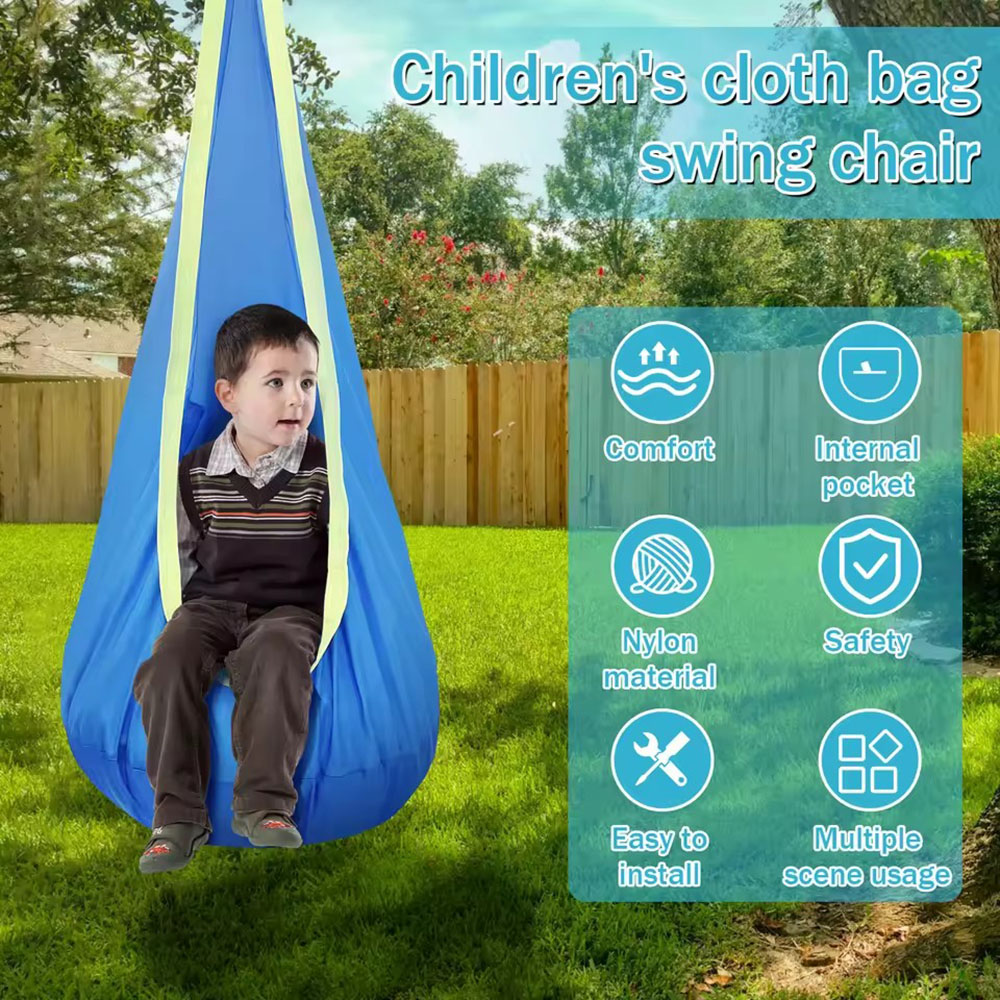 Kids Outdoor Swing Set - Kinderpod-schommelstoel Nylon hangstoel met opblaasbaar kussen