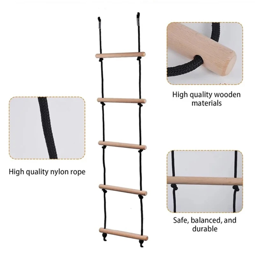 Kids Outdoor Swing Set - Kinderen Klimtouwladder Houten Schommel Kinderen Binnen