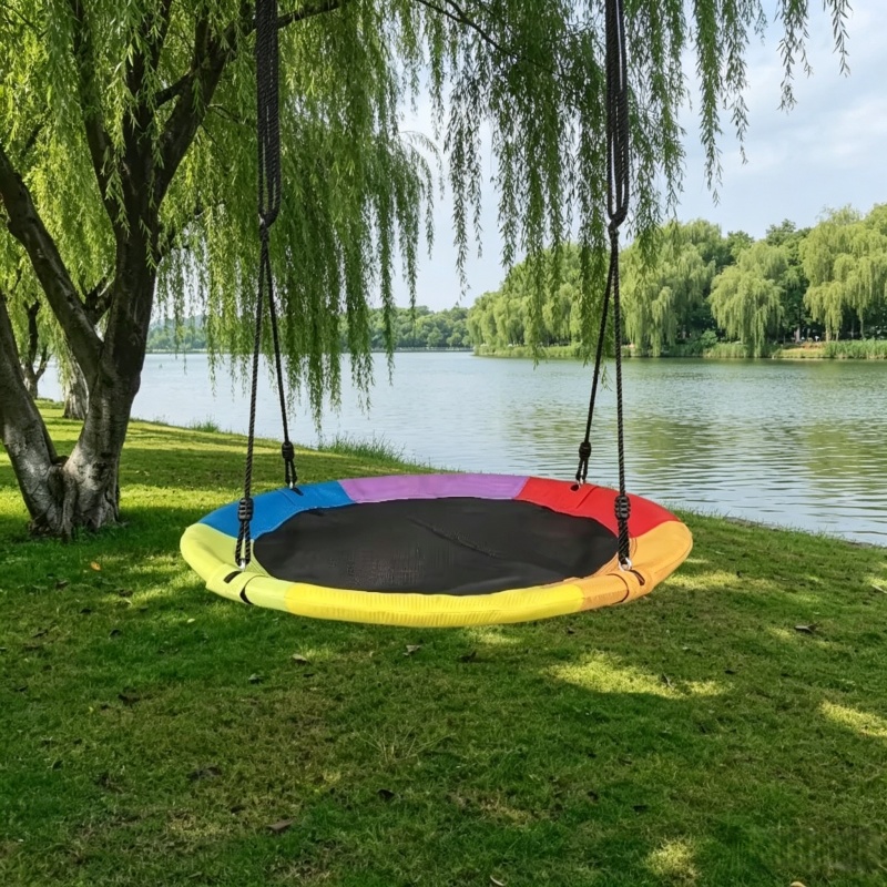 Kids Outdoor Swing Set - Circulaire Oxford Net Canvas Kinderhangmat Hangende