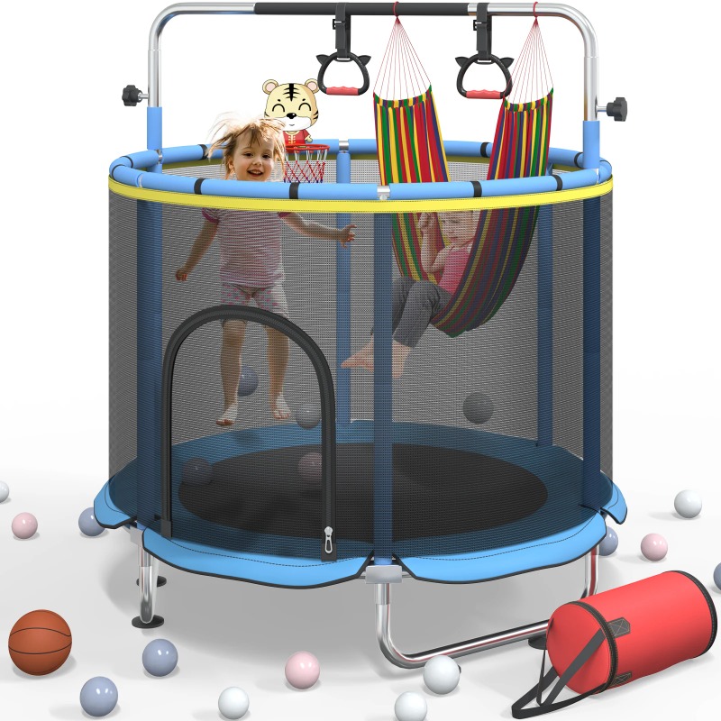 Kids Outdoor Hammock Swing - 5FT Trampoline voor peuters, 8-in-1 mini