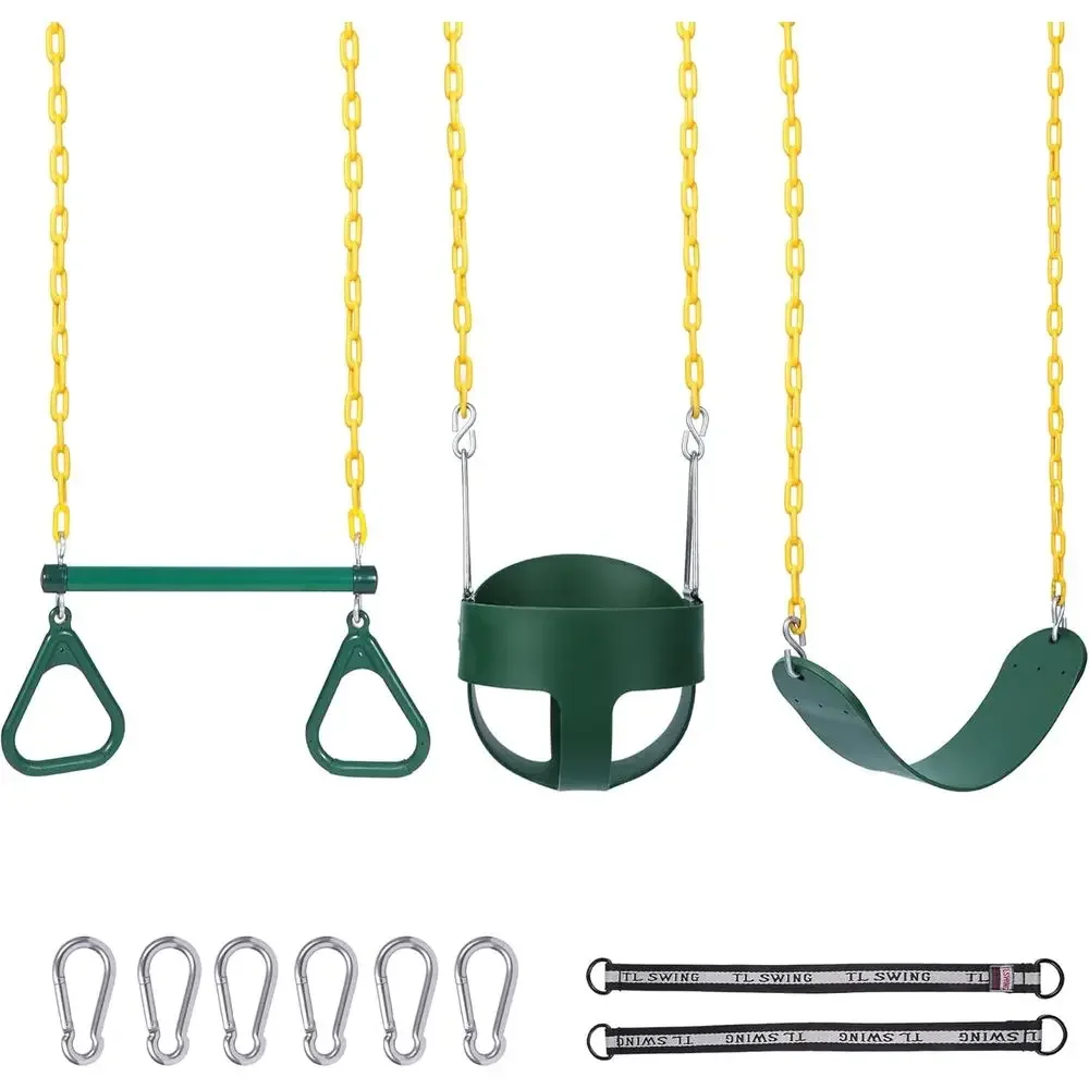 Kids Outdoor Swing Set - Buitenspeelcombinatie met ringen, zitband, emmerstoel en