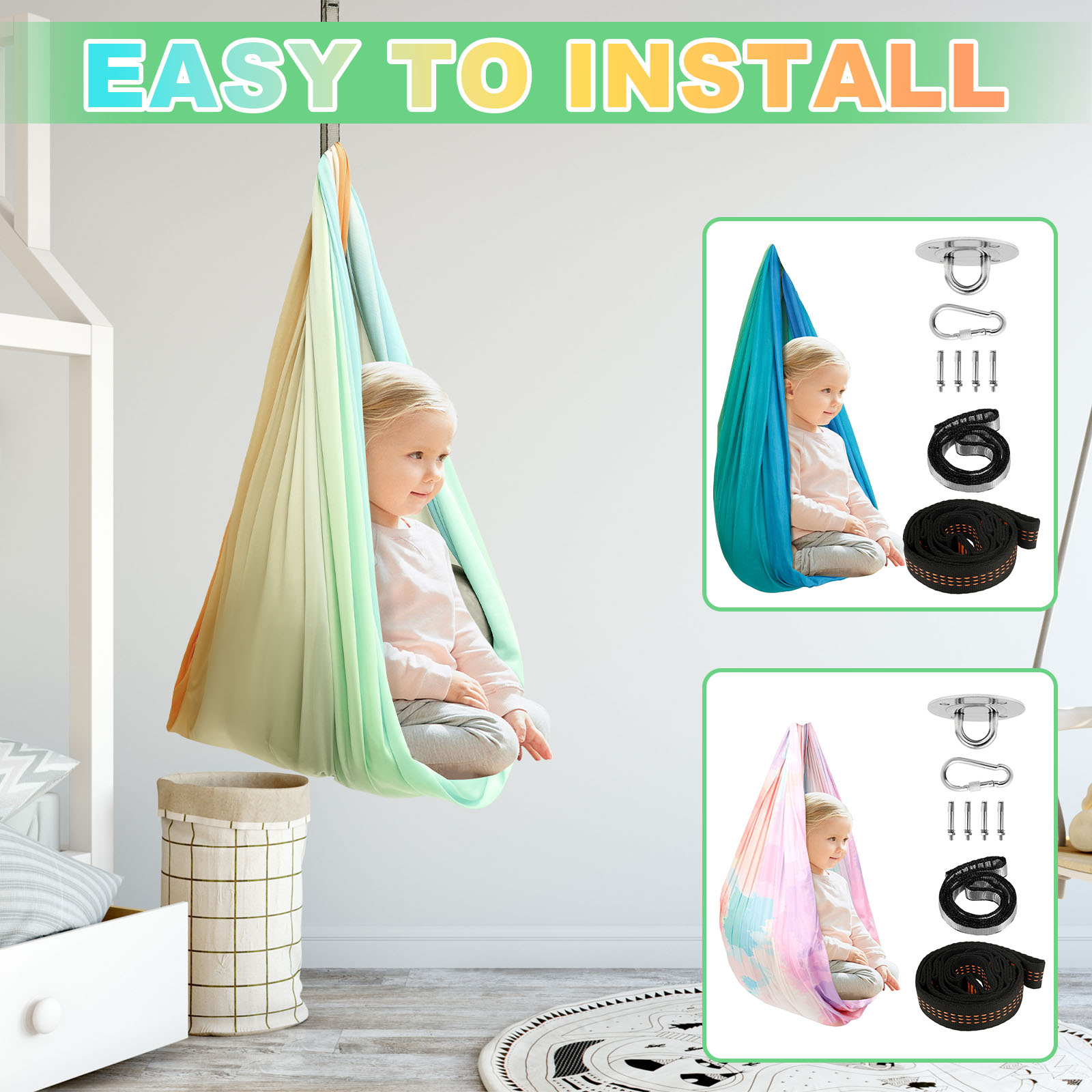 Kids Outdoor Hammock Swing - Sensorische schommel Kalmerende compressietherapie Schommelhangmat Binnen-