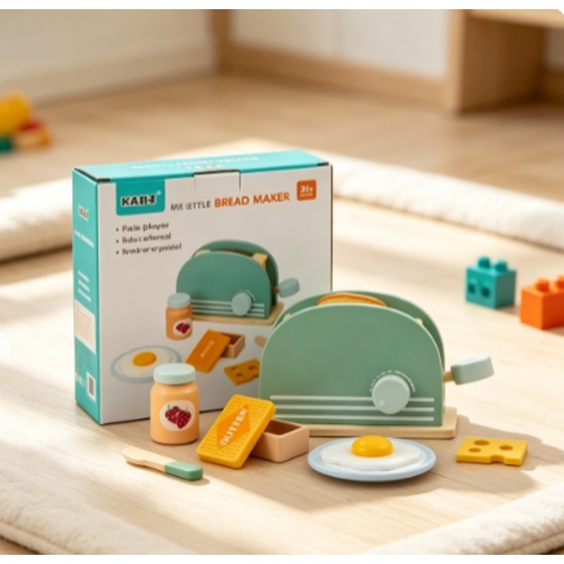 Kids Outdoor Kitchen Set - Houten simulatie broodrooster speelgoed kinderen doen