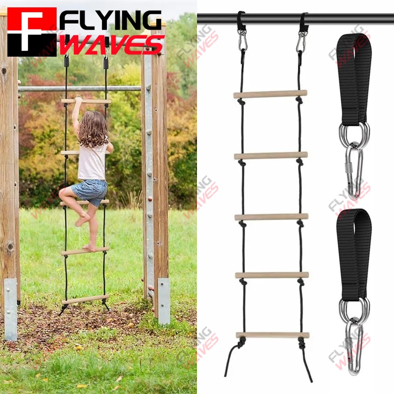 Kids Outdoor Swing Set - Kinderen Klimtouw Ladder Houten Schommel Kinderen