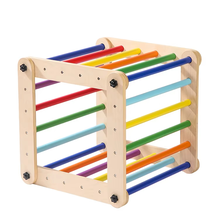 Kids Outdoor Jungle Gym - Klimrek voor kinderen, houten driehoek, binnen