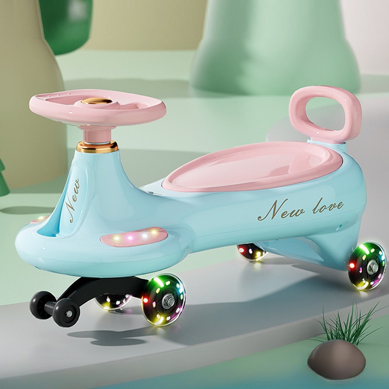 Kids Outdoor Swing Set - Schattige kinderwipwagen met anti-kantel universele wielen,