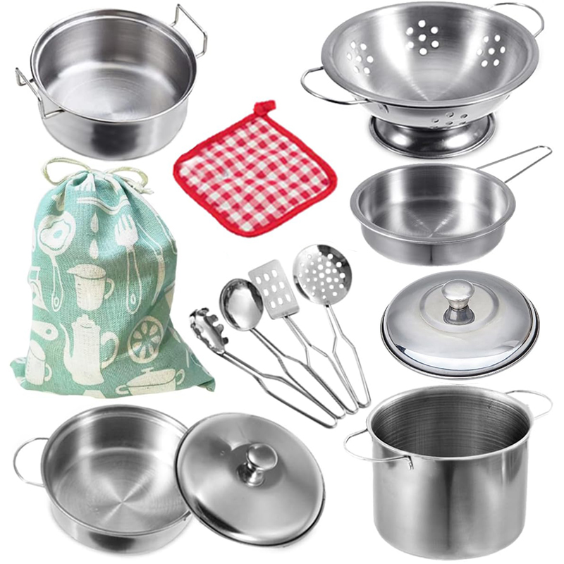 Kids Outdoor Kitchen Set - MINI RVS Keukenhulpjes Speelgoedset voor Meisjes,