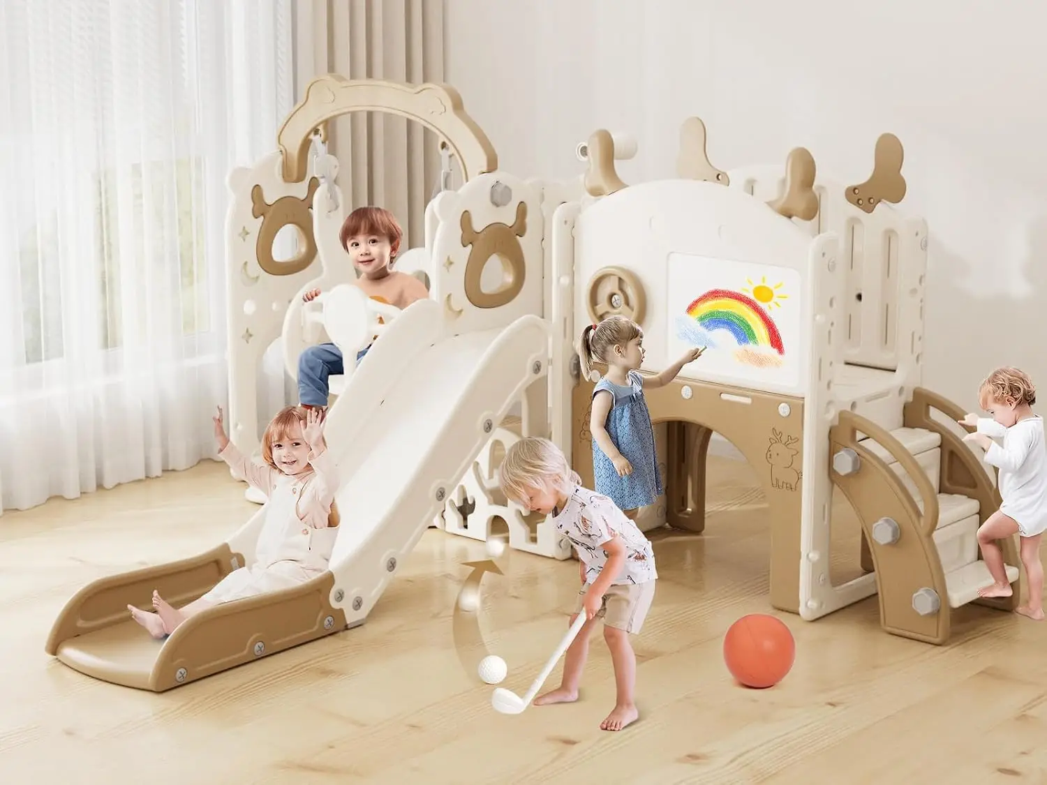 Kids Outdoor Swing Set - 13-in-1 Glijbaan- en Schommelset voor Peuters,