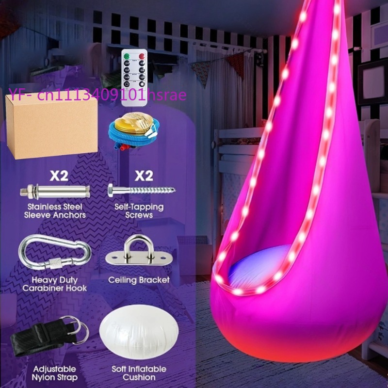 Kids Outdoor Hammock Swing - Gloeiende LED opblaasbare hangmat, draagbare pluche