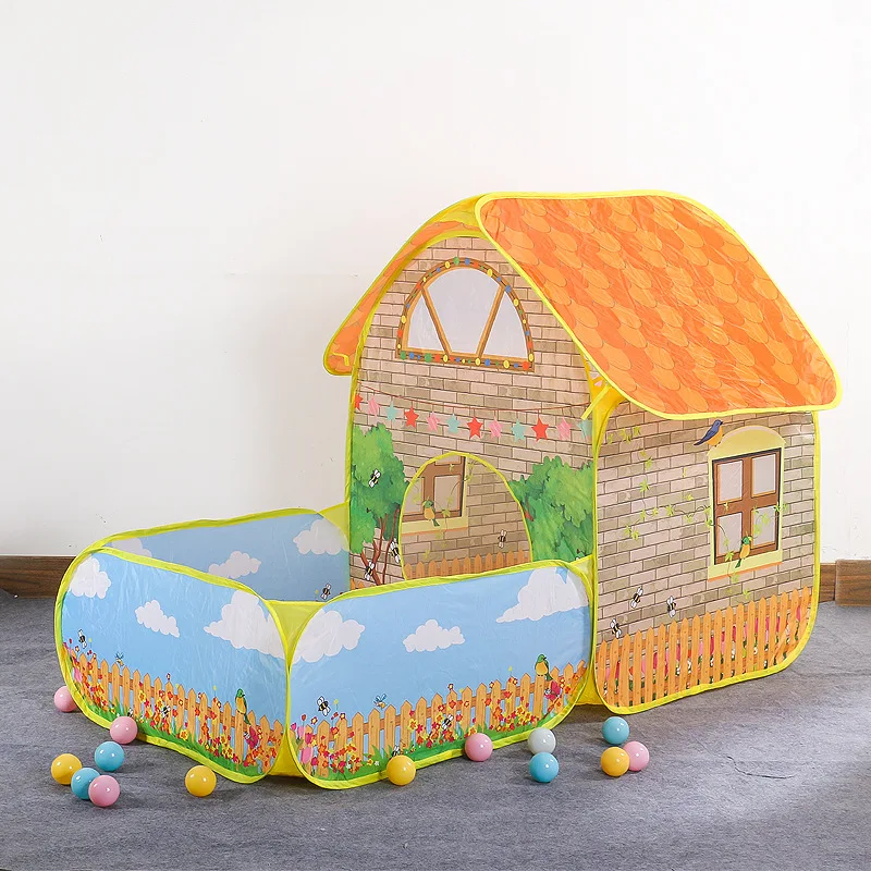 Kids Outdoor Playhouse - Draagbare opvouwbare kinder speelhut met binnenplaatsontwerp,