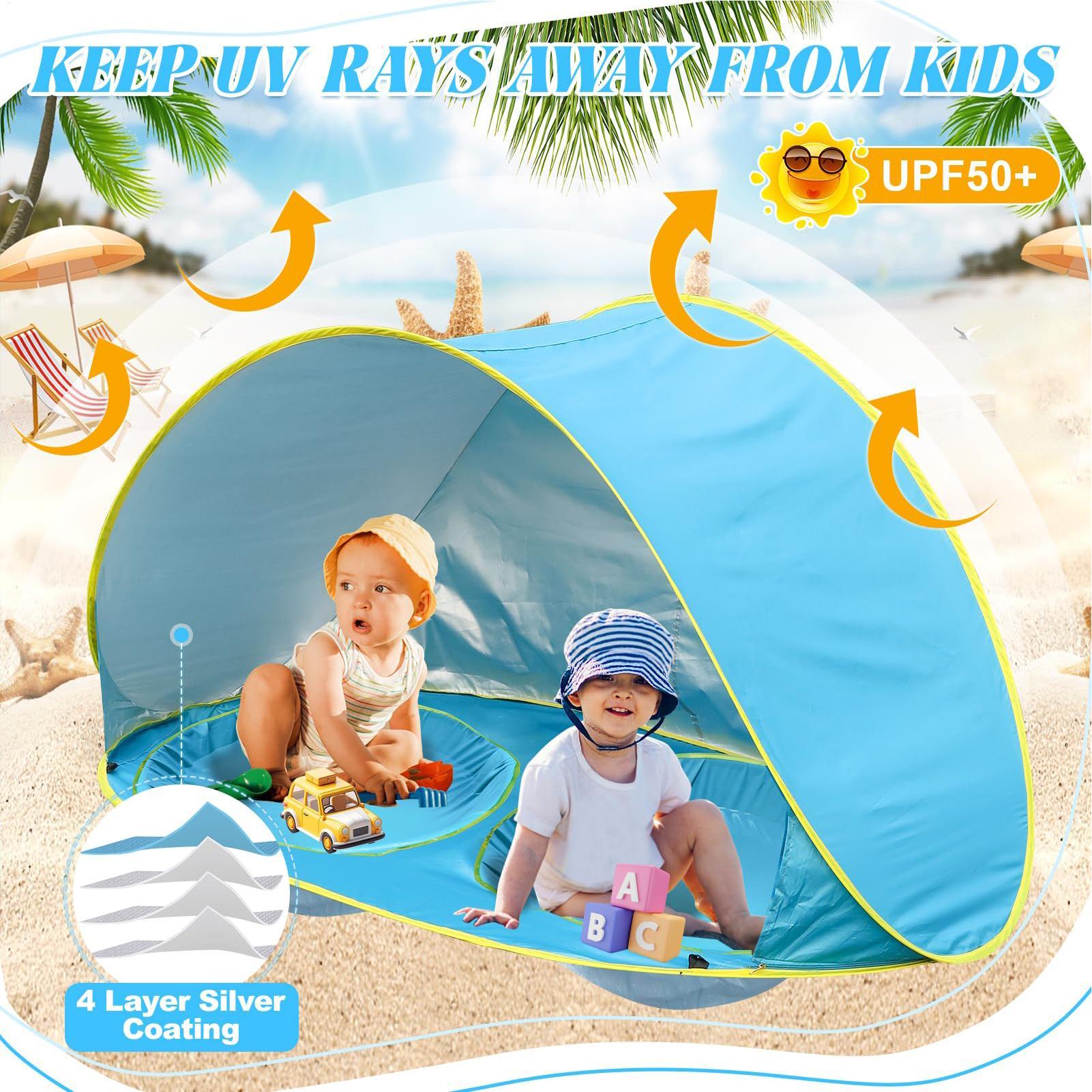 Kinderstrandtent met zwembad,  - Kids Outdoor Tent recensie en prijs