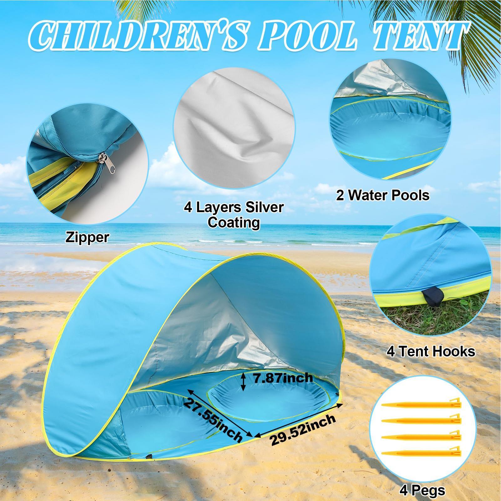 Kinderstrandtent met zwembad,  - Kids Outdoor Tent recensie en prijs