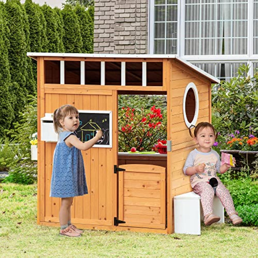 Houten buiten speelhuisje voor - Kids Outdoor Playhouse recensie en prijs