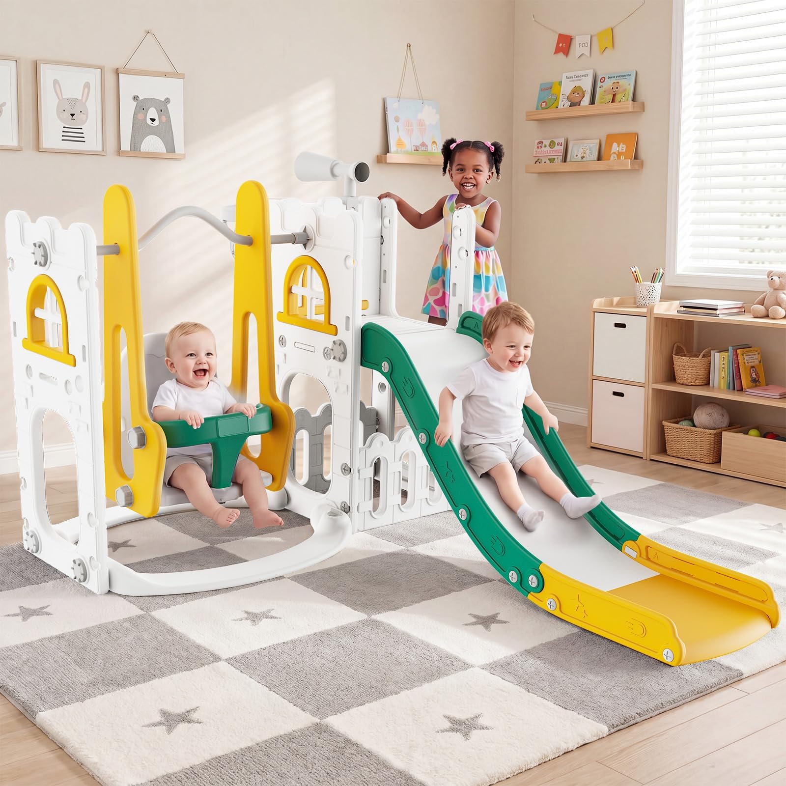 7-in-1 peuterglijbaan en schom - Kids Outdoor Swing Set recensie en prijs