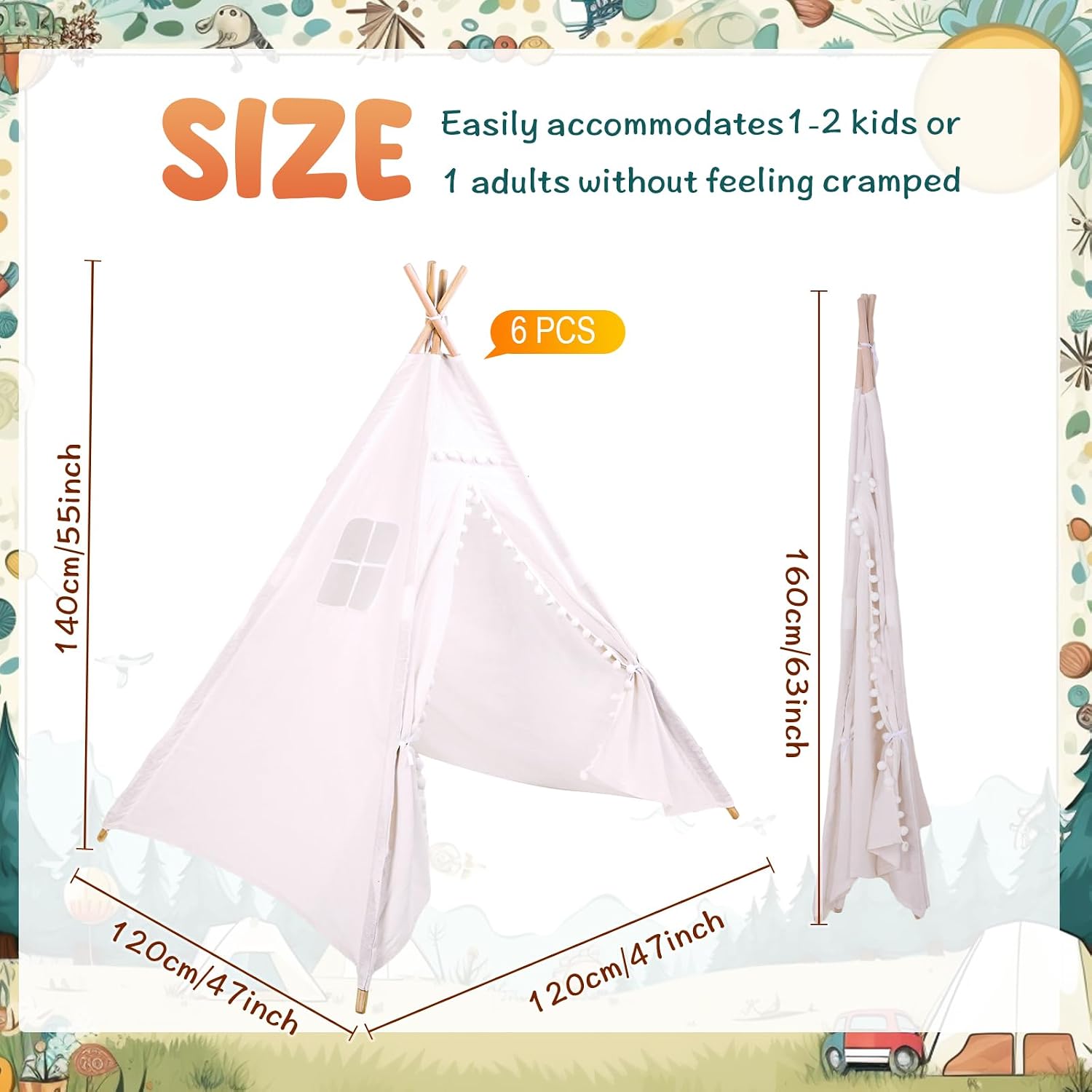 Windyun 6 Pcs Kids Teepee Tent - Kids Outdoor Tent recensie en prijs