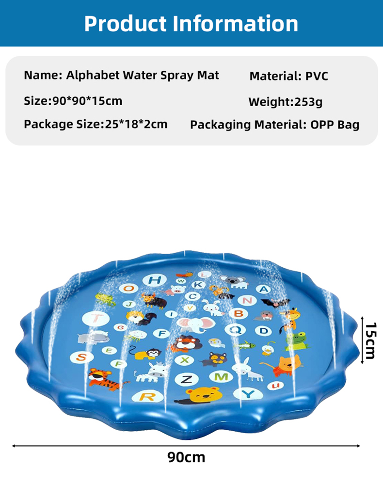 Opblaasbaar alfabet watersproe - Sprinkler Splash Pad recensie en prijs
