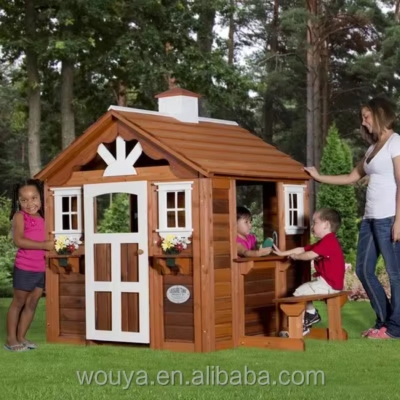 Goedkoop prefab houten speelhu - Kids Outdoor Playhouse recensie en prijs